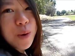 Asian Teen Blowjob My Cock In Public School Zone And Slurping Her Ice Cappucino With Cum