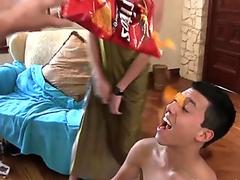 Uniformed teens wrestle before anal in house