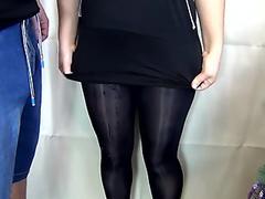 (60FPS) HANDJOB CUM ON PUSSY SEXY SECRETARY IN NYLON PANTYHOSE - SANYANY